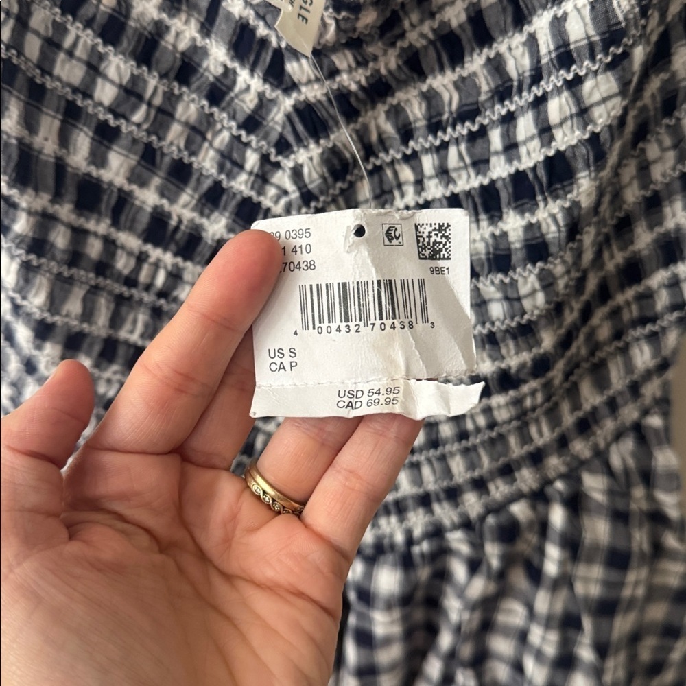 American Eagle Gingham Plaid Blue White Bella Mini Bubble Dress Small NWT - Picture 5 of 8